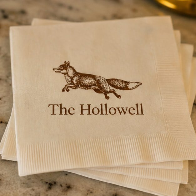 Cocktail napkins with logo — customer photo
