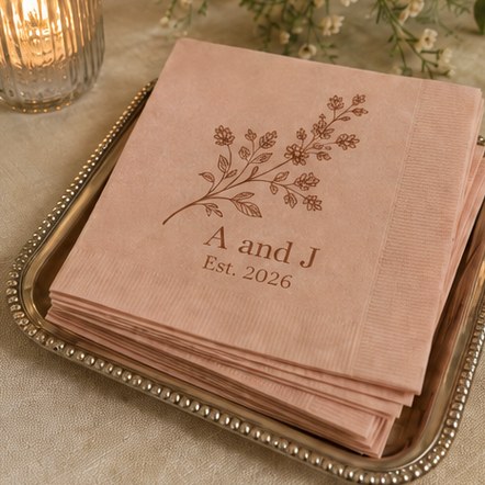 Customized cocktail napkins for weddings and receptions